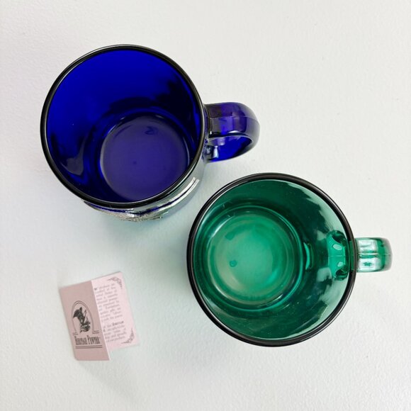 HERITAGE PEWTER Eagle Coffee Mugs Set Of 2 Glass Jade Cobalt Patriotic Woodland - Picture 10 of 15